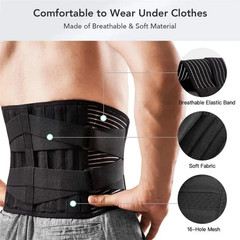 Lower Back Support Brace Adjustable Lumbar Work Belt for Pain Relief Men Women