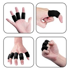 Finger Sleeves Thumb Splint Brace Support Breathable Elastic Tape 10PCS Black