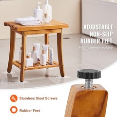 Uimoso Teak Shower Bench 20 x14.3 x 17.9 in Wood Shower Stool Chair for Bathroom