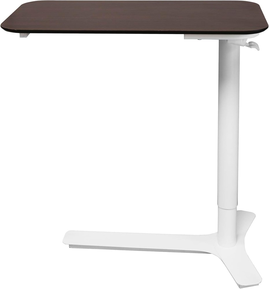 Pneumatic Overbed Table Height Adjustable Mobile Desk Scratch Proof Walnut