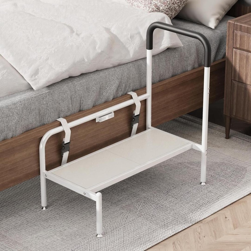 Bed Step Stool for Adults & Elderly Seniors Non Slip Handle & LED Light