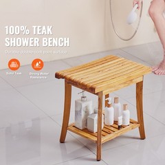 Uimoso Teak Shower Bench 20 x14.3 x 17.9 in Wood Shower Stool Chair for Bathroom