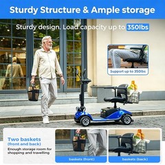 Pro 4 Wheel Mobility Scooter Power Wheel Chairs Electric Device Travel Blue