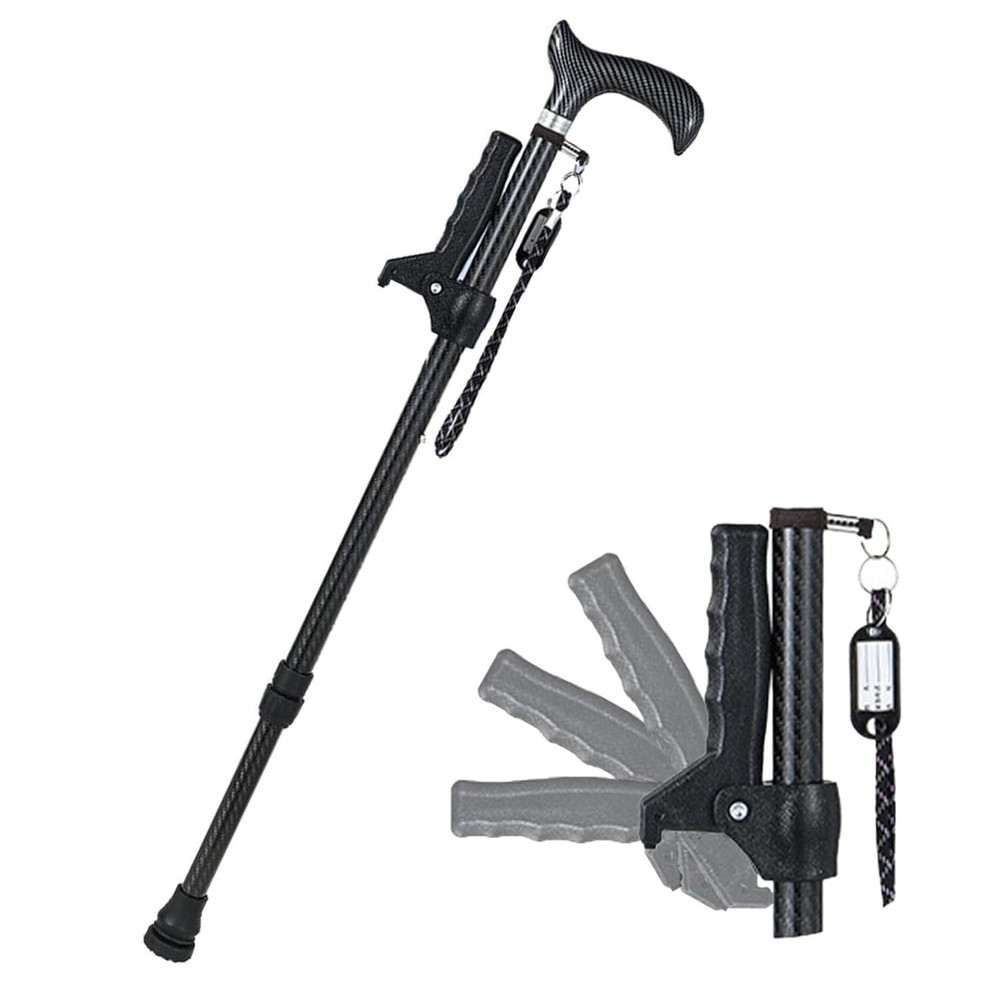 Heavy Duty Carbon Fiber Folding Walking Cane 300 LB Capacity Adjustable