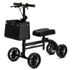 VitaSophy 4-Wheel Foldable Knee Walker w/ Basket Hand Brake 300 lb Black