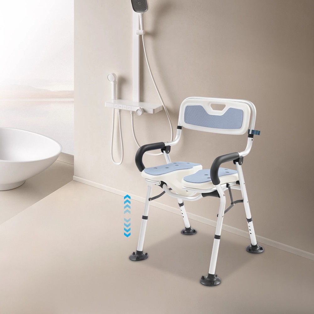 U-Shape Foldable Shower Chair for Elderly Pregnant Women, Aluminum Alloy