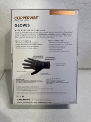 Copper Compression CopperVibe Vibration Heat Therapy Gloves Black (1 Pair)