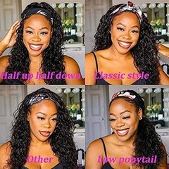 Punmasa Headband Wig Deep Wave 22 Inch Human Hair Curly Glueless Human
