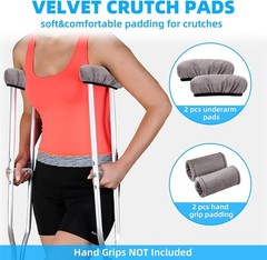 4 Pcs Grey Crutches Padding Set – Cushioned Comfort for Armpits & Hands