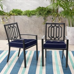 HARBOREST Outdoor Chair Cushions Set of 2, Tufted Patio 19″x19″x5″, Navy