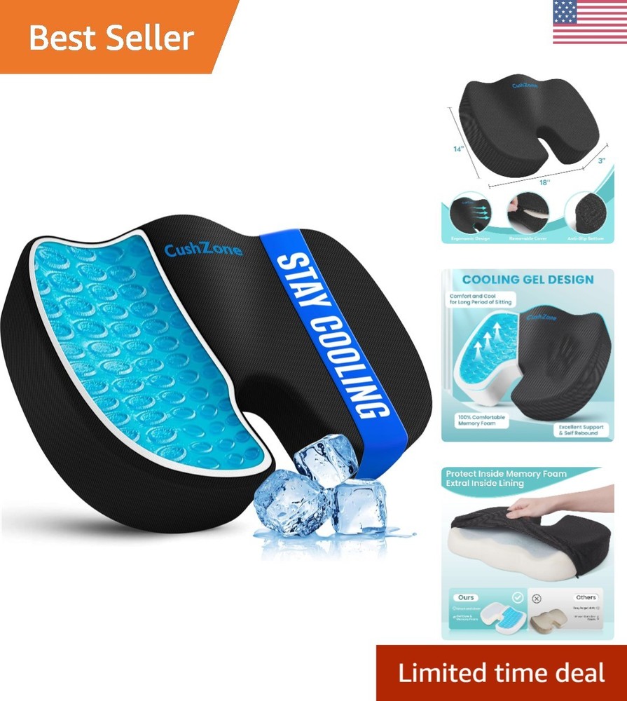 Multi-Use Back Pain Relief Gel Seat Cushion – Removable Cover for Easy Care