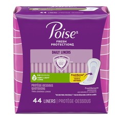 Poise Daily Incontinence Panty Liners, 2 Drop Very Light Absorbency, Long, 44 Ct