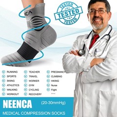 NEENCA Medical Compression Socks for Women & Men Large, Gray Black