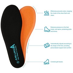 Memory Foam Insoles for Men & Women – 6-6.5 Women/4-4.5 Men, Black