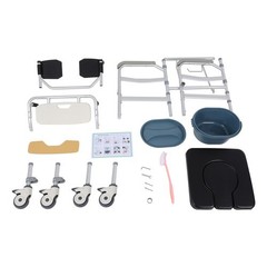 Foldable Height Adjustable Rolling Shower Commode Chair 4 Wheels 380 Lbs