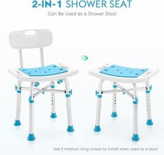 Health Line Massage Products Heavy Duty Shower Chair with Back 500lb, Bariatric
