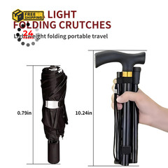 Folding Walking Cane for Seniors, 5-Level 32-37 Inches Adjustable, Black