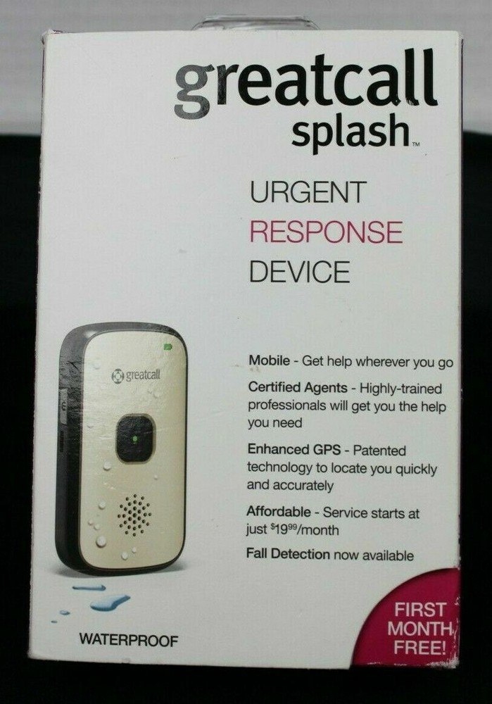 GreatCall Splash Waterproof One-Touch Medical Alert Device Silver Free Ship