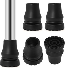 4Pc 7/8 Inch Rubber Cane Tips Heavy Duty Non Slip Replacement Tips Black