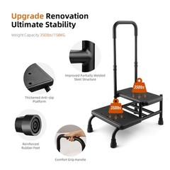 Step Stool with Handle, Non Slip Platform and Adjustable Handrail, Two Step S…