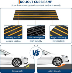 1 Pack 48″ Car Driveway Rubber Curb Ramps, Heavy Duty Driveway Gutter Slope Ramp