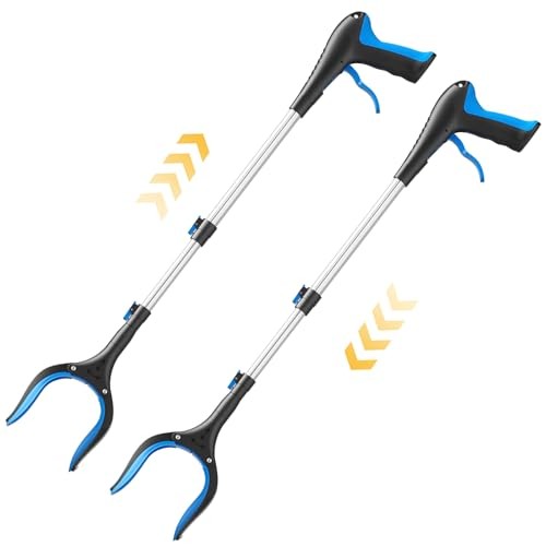 Telescopic Grabber Reacher Tool, 5-Level Adjustable (23“ to 41“) – Blue 2pc
