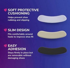 Dr. Scholl’s Heel Liner Cushions 3 Pairs Removable Self-Adhesive 6-10