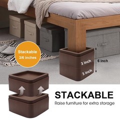 4 Pack 3 in. Oversized Bed Risers Heavy Duty Furniture Leg Lifts Fits 5.5 in.