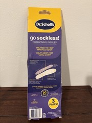 Dr Scholl’s Go Sockless! Cushioning Insoles for Women Men Unisex, 3 Pairs, Trim