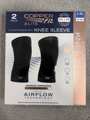 Copper Fit Elite Compression Knee Sleeve 2 Pack L/XL 16-20″ Airflow Technology