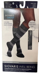 SIGVARIS Microfiber Shades Calf High Socks 15-20 Graphite Stripe Size C NEW