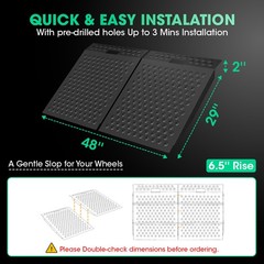 Shed Ramp 29″x48″ 1500 LB Capacity Aluminum Punch Plate Anti Slip Riding Mower