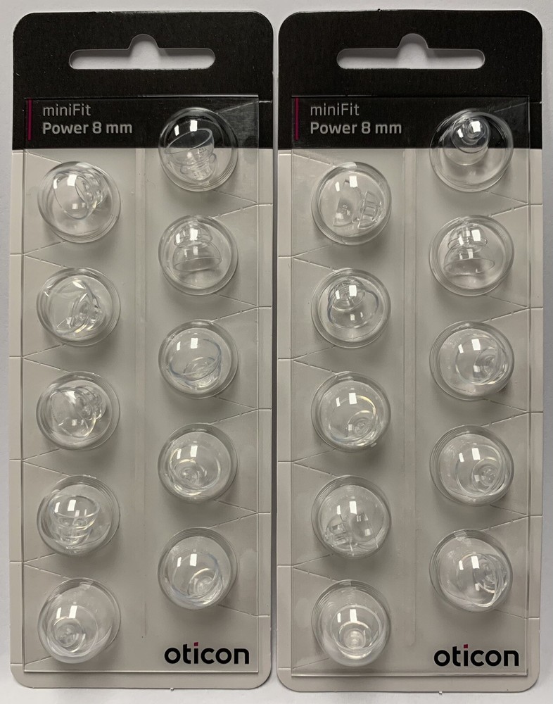 2 Packs Oticon miniFit 8mm Power Domes For Hearing Aids. 20 Domes Total.