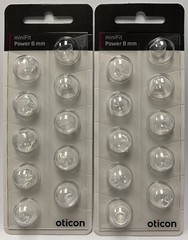 2 Packs Oticon miniFit 8mm Power Domes For Hearing Aids. 20 Domes Total.
