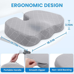 Office/Car Seat Cushion, Non-Slip Sciatica & Back Coccyx Tailbone Pain Relief Ch
