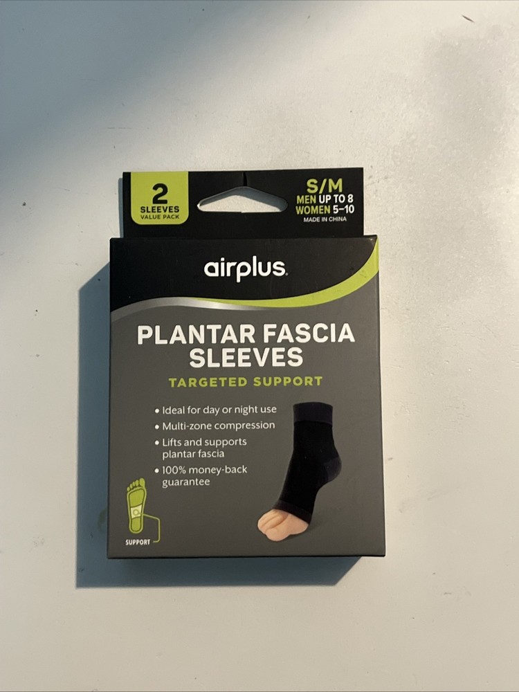 AIRPLUS PLANTAR FASCIA SLEEVES Unisex Black Small/Medium Men 5-8 Women 5-10
