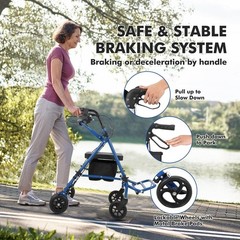 Rollator Walker 300 lbs. 31 to 35″ Handle Height 2 in 1 Walker Wheelchair Combo
