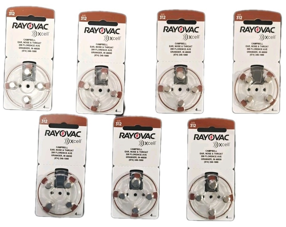 RAYOVAC Xcell 1.45V size 312 Hearing Aid Batteries 4 packs