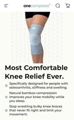 One Compress Bamboo Premium Knee Sleeve Gray Size 4XL New In Package