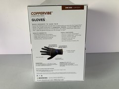 Copper Compression CopperVibe Vibration Heat Therapy Gloves Black (1 Pair)