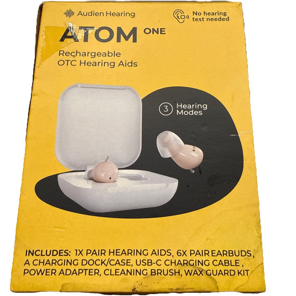 Audien Atom One Rechargeable OTC Hearing Aids Rechargeable With Case