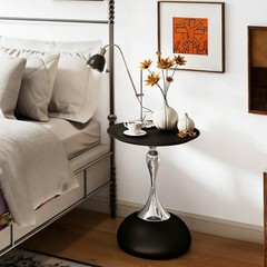 Funecy Metal Round End Tablemodern Pedestal Tablecorner Drink Tablesaccent Side