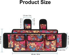 Durable Water-Resistant Walker Basket Pouch with Zippered Compartment – Floral