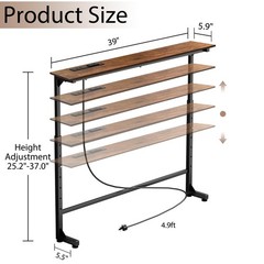 Keelian 39 inch Narrow Console Table with Outlet,Adjustable Height(25″-37″) Behi