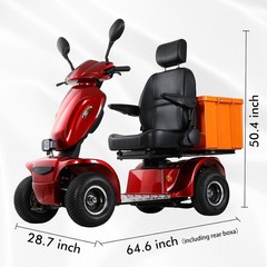 1000W 4-Wheel Heavy Duty Seniors Mobility Scooter 48V 20Ah 15 mph 33 Miles 500lb