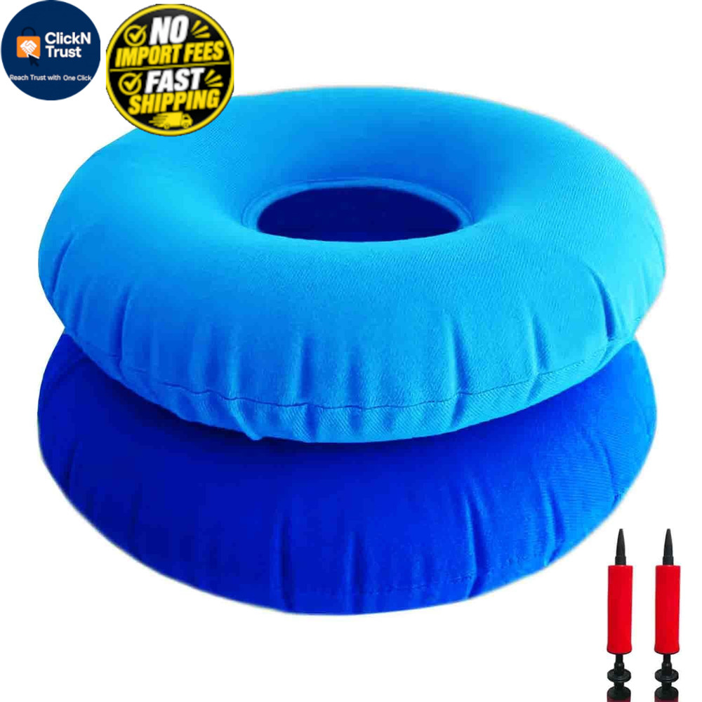 Shineyid 2 Pack Donut Pillow, 15x15x2 inches, Dark Blue & Light