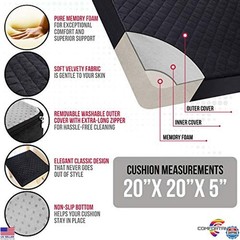 20″x20″x5″ Medium-Soft Memory Foam Recliner Cushion – Washable, Non-Slip Base
