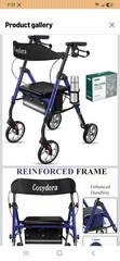 Cosydora R402 Rollator Walker with Seat 13.6 lb Lightweight 8″ Wheels, Blue