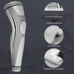 2 PCS Full Leg Compression Sleeves Long Knee Brace Support Running Basketball