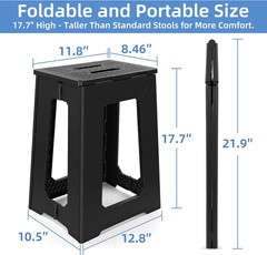 Foldable Shower Seat 17.7” Height Upgrade, Folding Shower Stool for Inside Showe